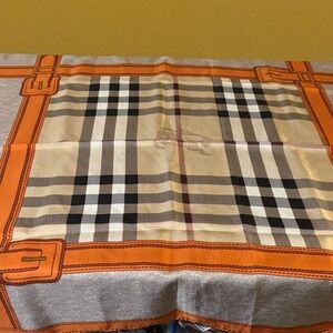 Burberry Orange and Beige Checkered Scarf
